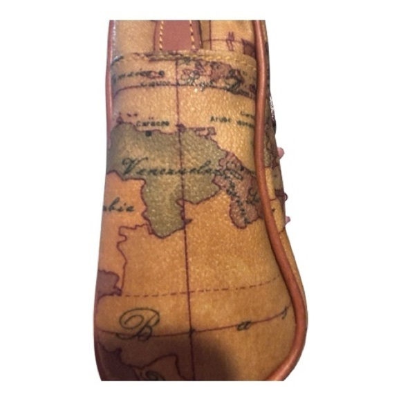 Alviero Martini Tan Map Print Shoulder Bag - Picture 11 of 12